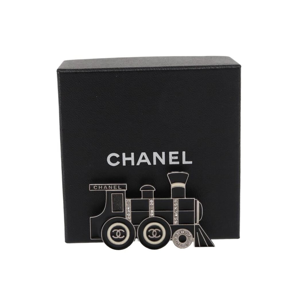 Chanel Brooch Metal Silver CC